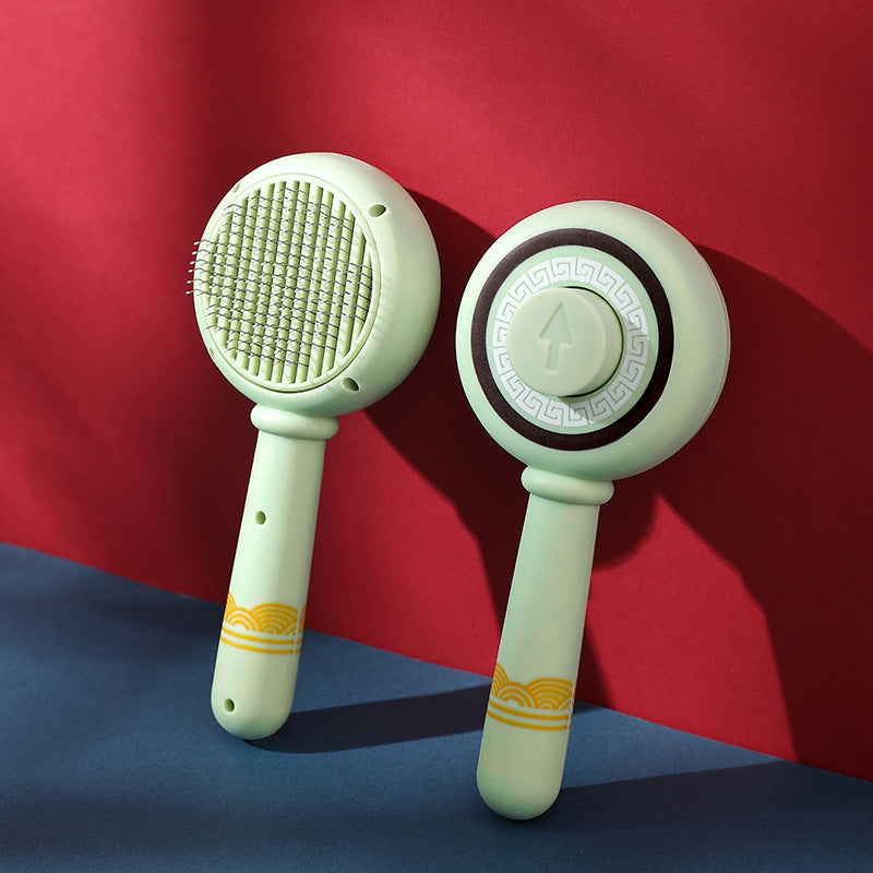 Chinese Style One-Touch Self-Cleaning Flea Brush for Dogs & Cats