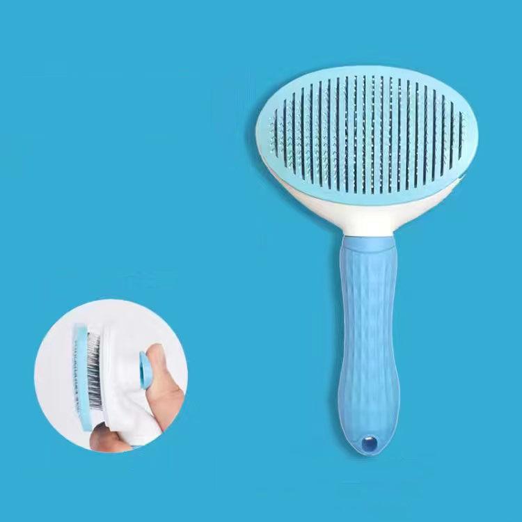 Oval One-Touch Self-Cleaning Flea Brush for Dogs & Cats