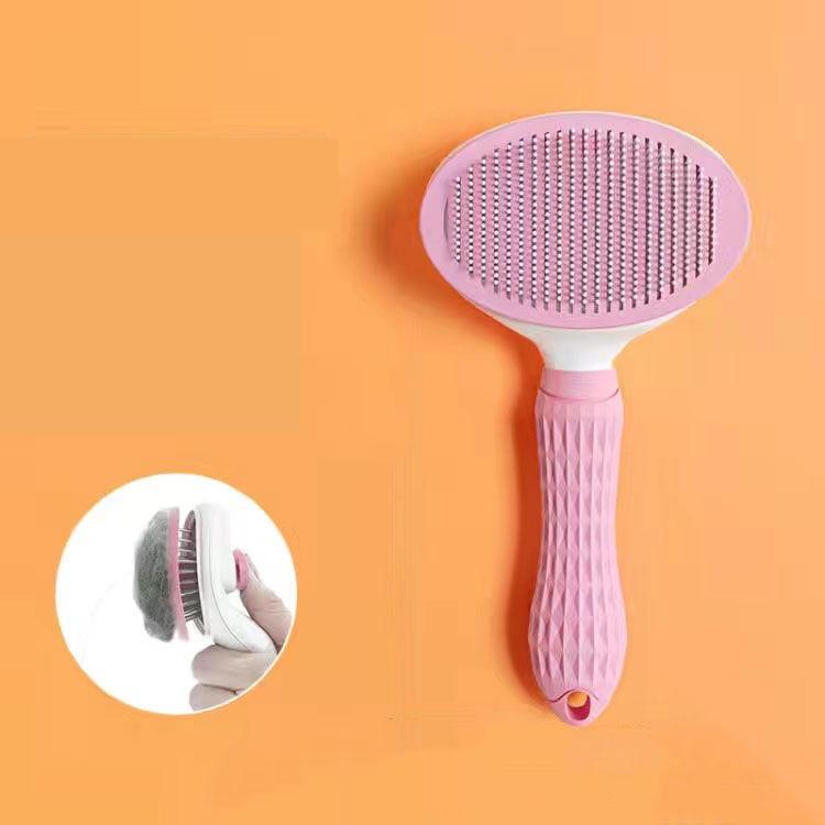 Oval One-Touch Self-Cleaning Flea Brush for Dogs & Cats