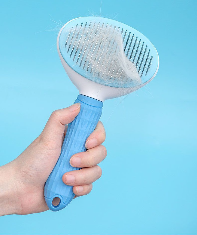 Oval One-Touch Self-Cleaning Flea Brush for Dogs & Cats