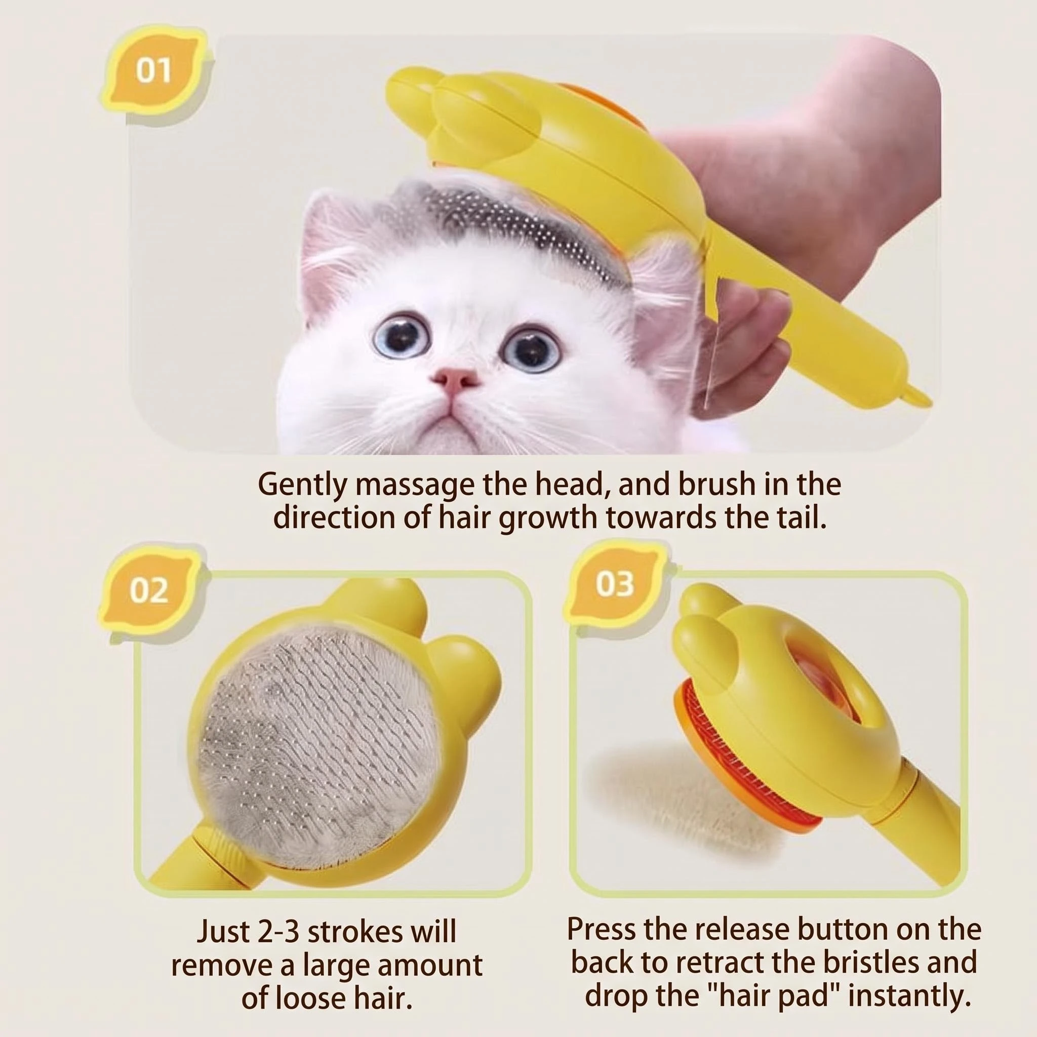 Rabbit Design Pet Massage Brush for Loose Fur Removal